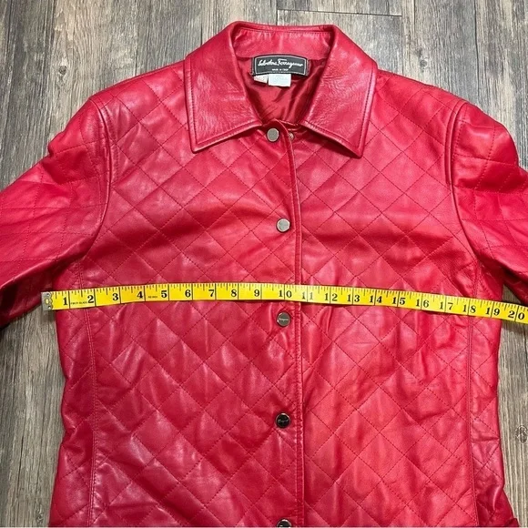 Salvatore Ferragamo Women’s Red Authentic Leather Jacket Vintage Size 8 EU42